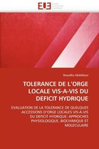 TOLERANCE DE L'ORGE LOCALE VIS-A-VIS DU DEFICIT HYDRIQUE
