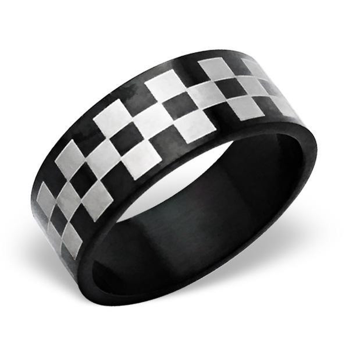 Amanto Ring Ayaan - 316L Staal - Geblokt - 8mm - Maat 66-21mm
