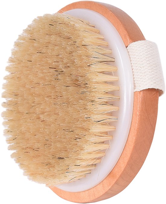 Professionele anti-cellulitis borstel - Dry brush - Natuurlijke haren - Incl. gratis opbergtas