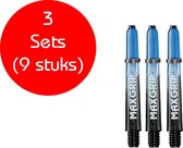 Dragon darts - Maxgrip – 3 sets (9 stuks) - dart shafts - zwart-blauw - darts shafts - short