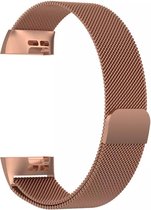 KELERINO. Milanees bandje geschikt voor Fitbit Charge 3 Rose Goud - Large