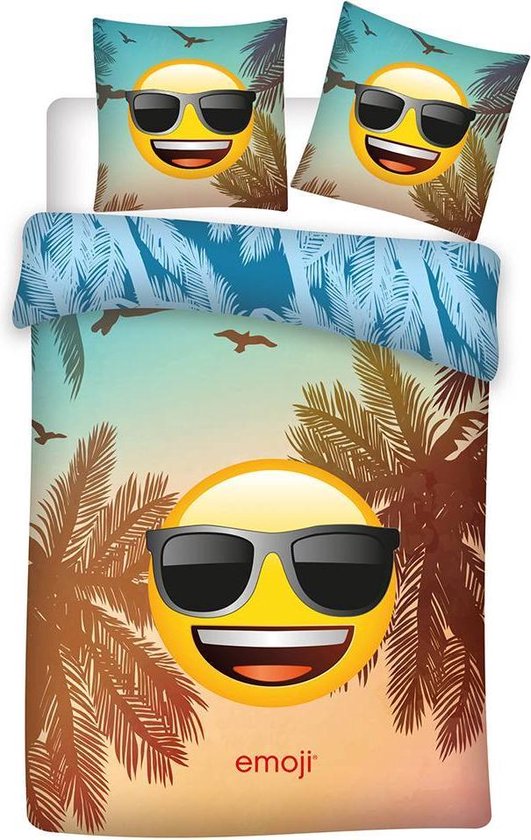 Emoji Sunglasses - Dekbedovertrek - Eenpersoons - 140 x 200 cm - Multi