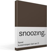 Snoozing - Flanel - Kussenslopen - Set van 2 - 40x60 cm - Bruin