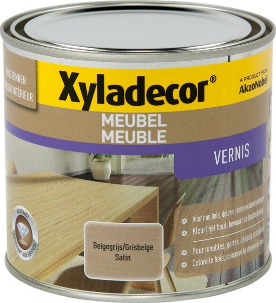 Xyladecor Vernis pour meubles Gris beige satiné 0, 5 L. | bol.com