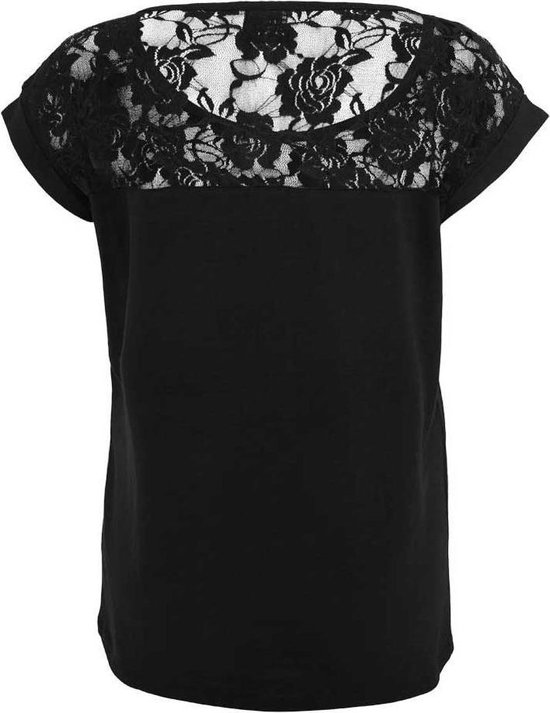 Dames basic top met kant zwart - M - Urban Classics | bol | T-Shirts
