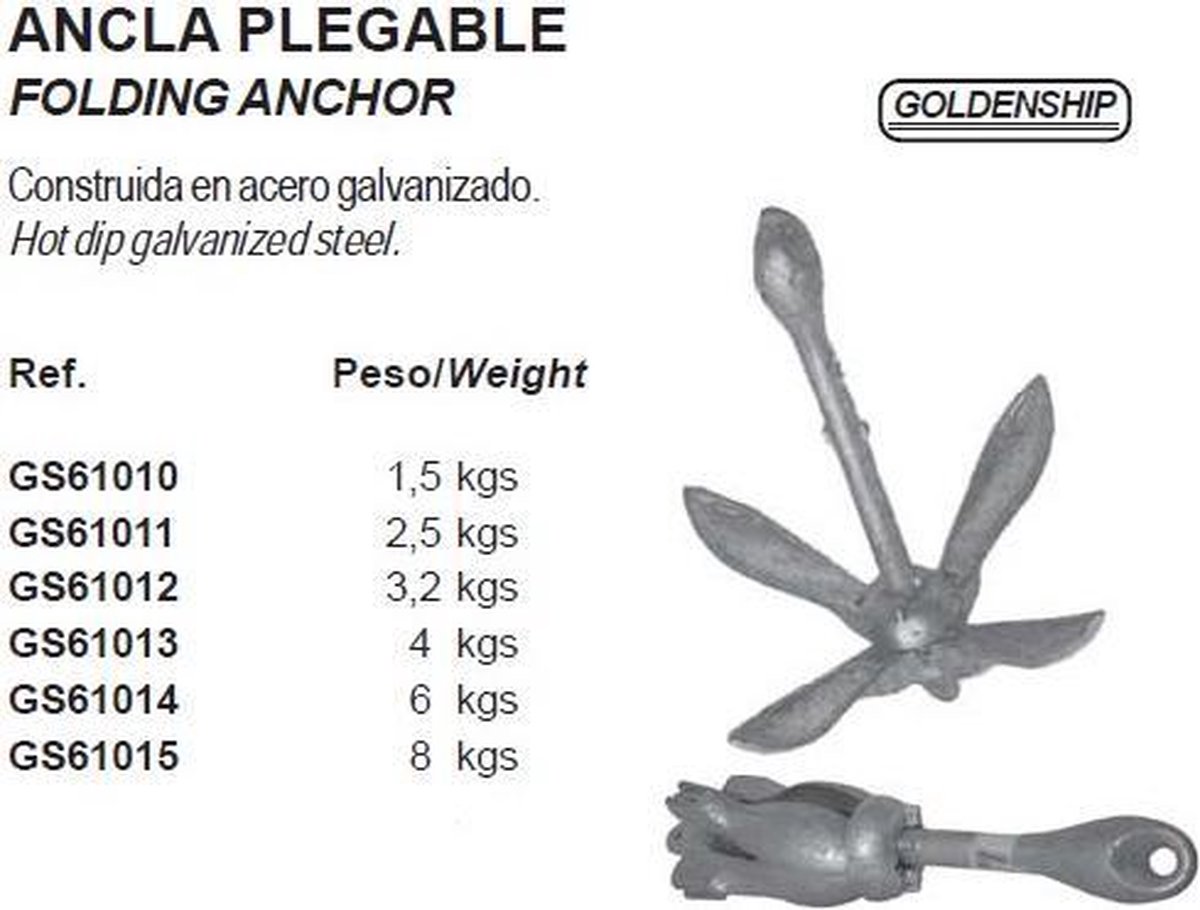 folding anker 1.5 tot 8 kg