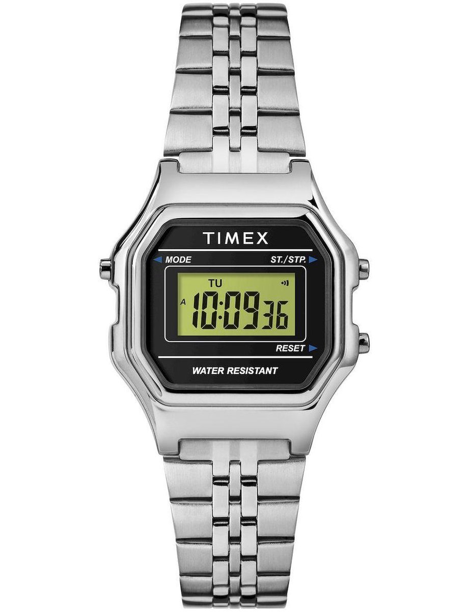 Timex Classic Digital Mini TW2T48600 Horloge - Staal - Zilverkleurig - Ø 27 mm