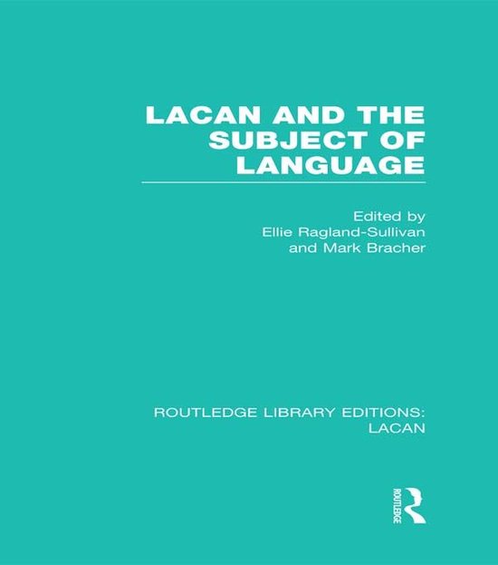 Lacan and the Subject of Language (Rle - cover