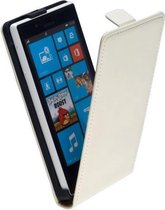 HC Leder Flip case case Telefoonhoesje - Nokia Lumia 720 Creme Wit