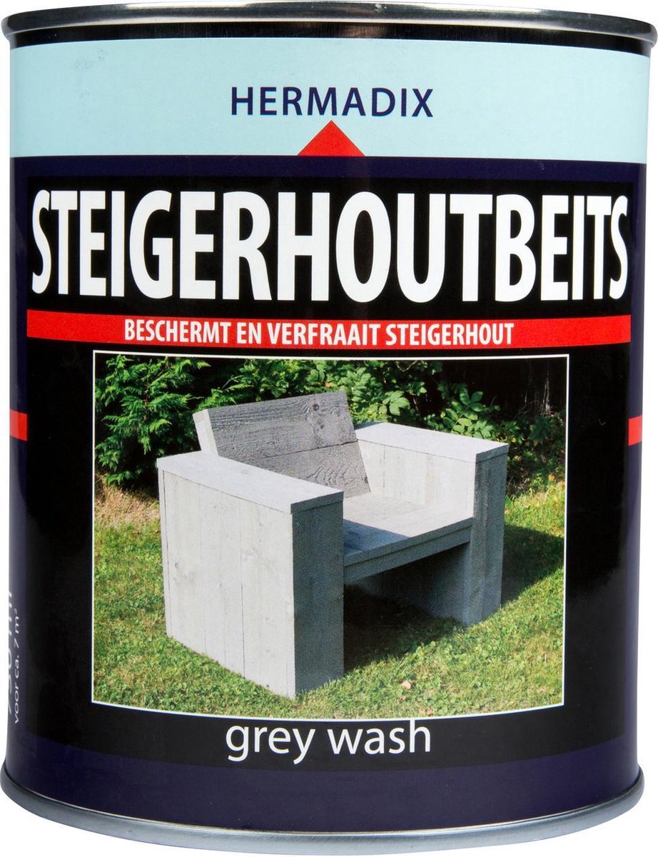 Hermadix Steigerhoutbeits - 0,75 liter - Grey wash – foto 3