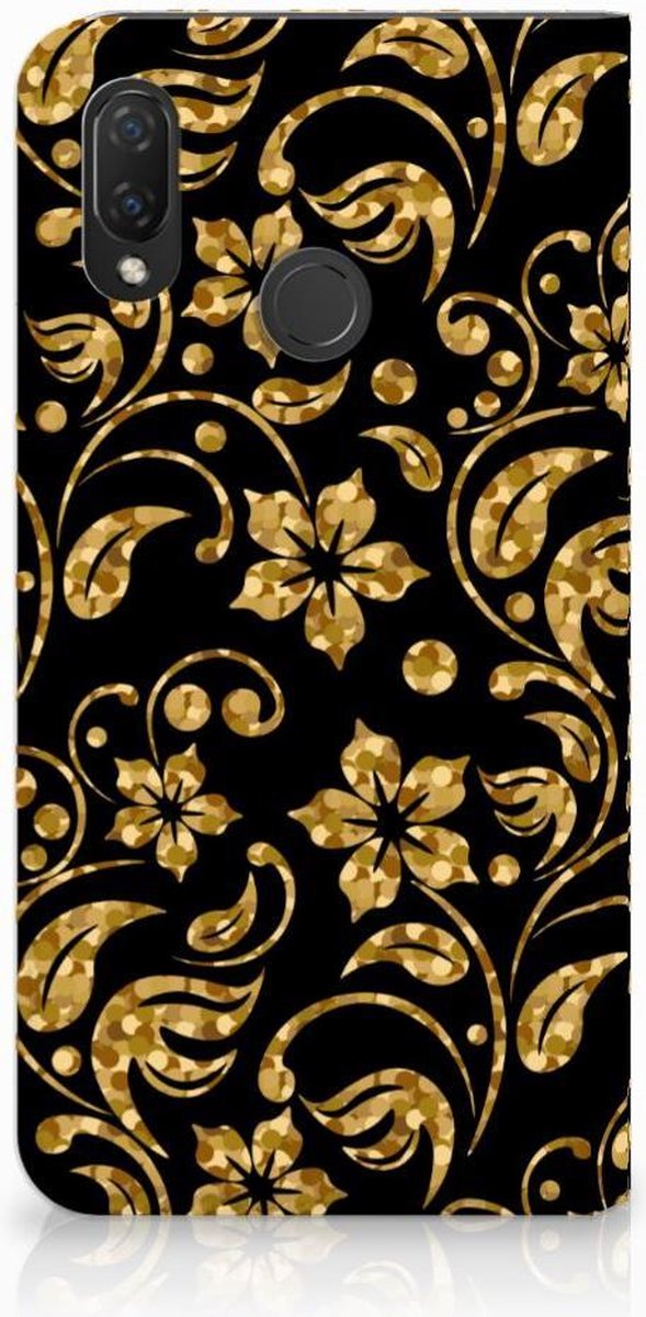 Standcase Hoesje voor Huawei P Smart Plus Smart Cover Gouden Bloemen