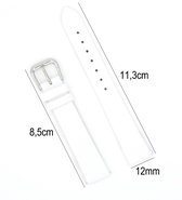 Horlogeband Leer - 12mm - Met Gladde Oppervlak + Push Pin - leer - Wit - Sarzor