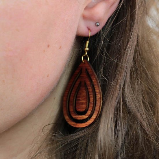Hoentjen Creatie, Boucles d'oreilles en bois - Ovale acajou petit