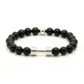 Kralen armband Onyx Dumbbell Zilverkleurig