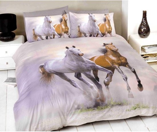 Paarden 2 persoons dekbedovertrek - Paard dekbed - 200 x 200 centimeter