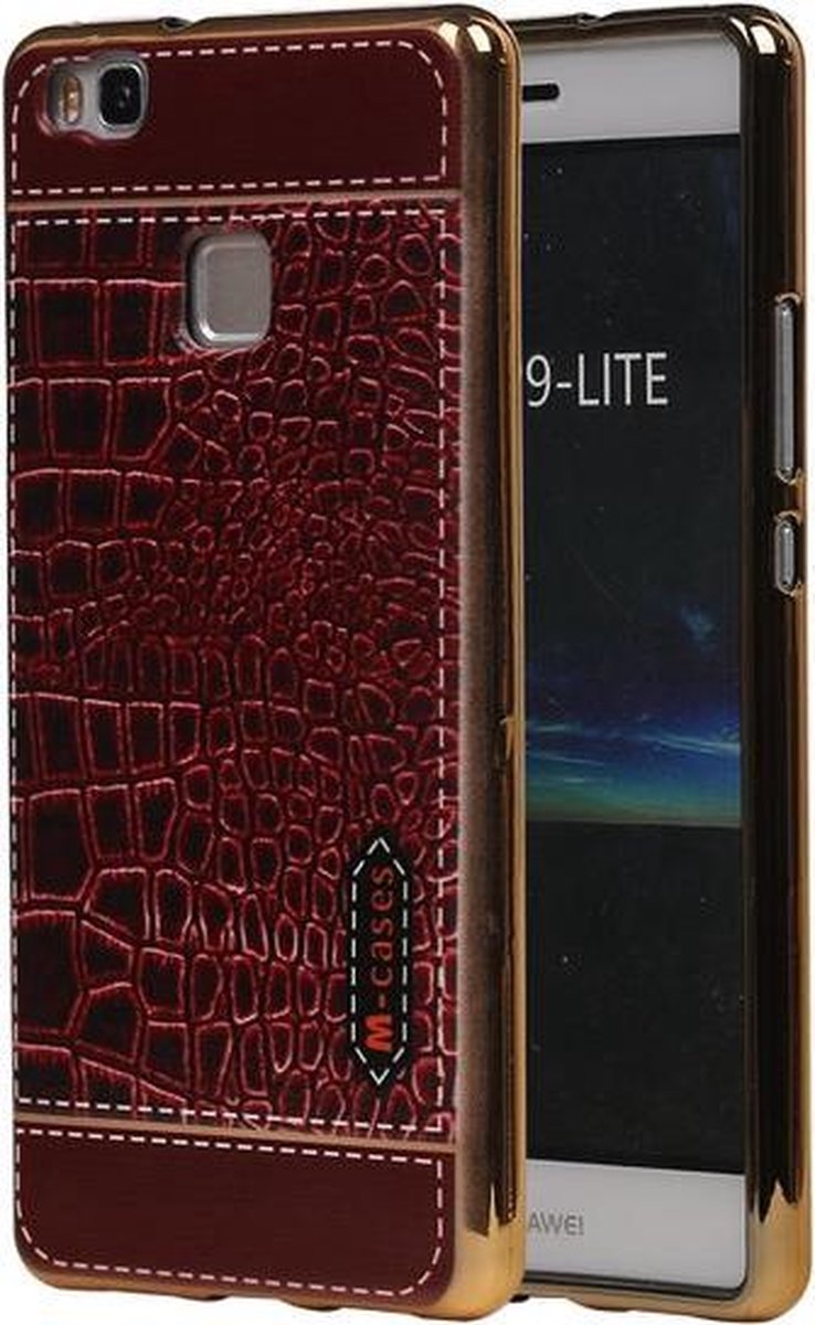 M-Cases Bruin Krokodil Design TPU back case cover hoesje voor Huawei P9 Lite