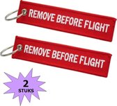 Fako Bijoux® - Sleutelhanger - Remove Before Flight - Rood - 2 Stuks