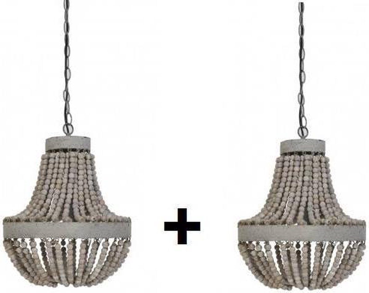gebruiker Economisch Aantrekkelijk zijn aantrekkelijk Luna hanglamp kralen oud wit, set 2 + gratis lampen | bol.com