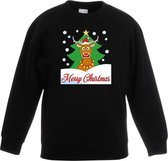 Zwarte kersttrui rendier Rudolf voor kerstboom voor jongens en meisjes - Kerstruien kind 5-6 jaar (110/116)