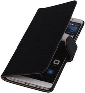 Zwart Krokodil Booktype Huawei Mate S Wallet Cover Hoesje