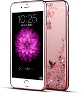 Xssive Transparant Hoesje met roze bloemetjes Apple iPhone 7  / iPhone 8 / iPhone SE (2020) - Back Cover - TPU - Roze Rand