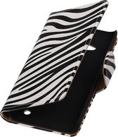 Zebra Bookstyle Wallet Case Hoesjes Geschikt voor Microsoft Lumia 550 Wit