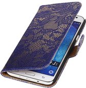 Mobieletelefoonhoesje.nl - Bloem Bookstyle Cover Voor Samsung Galaxy J3 / J3 2016 Blauw