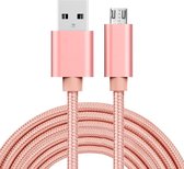 3m 3A geweven stijl metalen kop Micro USB naar USB Data / Charger Cable, voor Samsung / Huawei / Geschikt voor Xiaomi / Meizu / LG / HTC en andere smartphones (Rose Gold)