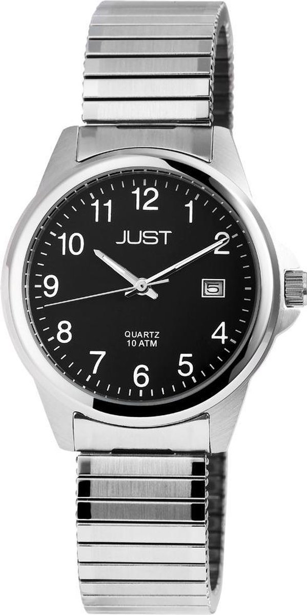 Mooi heren horloge met datum-zwarte wijzerplaat.