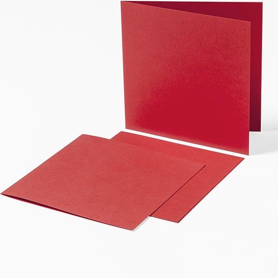 Vierkante Kaarten Set - 13,5 x 13,5 cm - 40 Kaarten en 40 witte Enveloppen  – Rood met... | bol.com