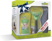 Furminator Verwenpakket - S Size Borstel voor kleine langharige honden + gratis deOdorizing Waterless Spray + gratis Handdoek