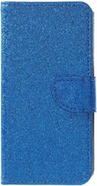 Shop4 - iPhone X Hoesje - Wallet Case Glitter Blauw