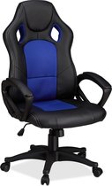 relaxdays Gaming stoel XR9, PC gamestoel, gamer bureaustoel, belastbare Racing stoel blauw