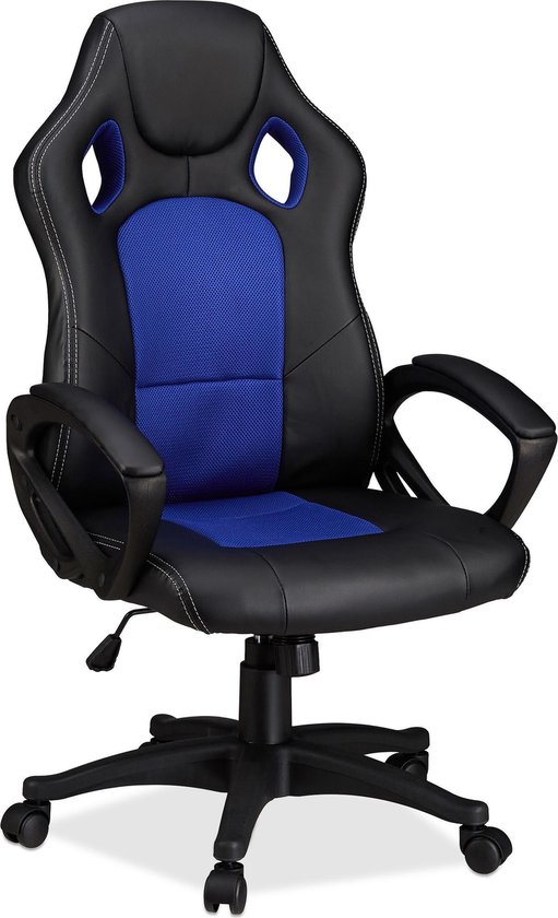 hanger Perforeren Ja relaxdays Gaming stoel XR9, PC gamestoel, gamer bureaustoel, belastbare  Racing stoel blauw | bol.com