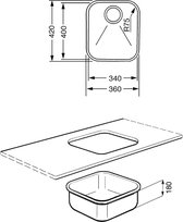 Smeg Alba UM40N - enkele spoelbak - 40 cm - roestvrijstaal