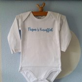 Baby Rompertje jongen Papa’s Knuffel | Lange mouw | wit met blauw | maat 62/68  bekendmaking zwangerschap aanstaande baby jongen