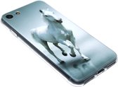 Paarden hoesje wit siliconen iPhone 8 Plus / 7 Plus