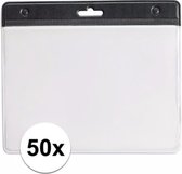50x badgehouders zwart - 11,5 x 9,5 cm - naamkaarthouders / naambadge
