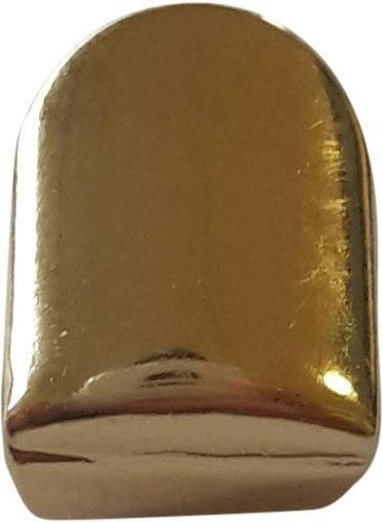 Goudkleurige grillz met een afgeronde bovenkant.