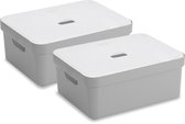 Sunware Sigma Home Opbergbox - 24L - 2 Boxen + 2 Deksels - Lichtgrijs/Transparant