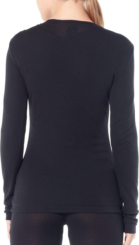 Dames zwarte longsleeve thermoshirt, achterkant zichtbaar.