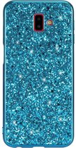 Samsung Galaxy J6 Plus 2018 Glitter Backcover Hoesje Blauw