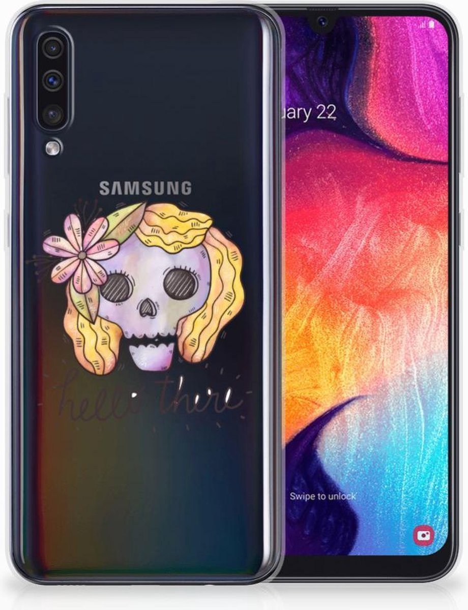 Silicone Back Case Samsung Galaxy A50 Boho Skull