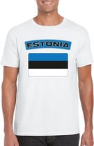 T-shirt met Estlandse vlag wit heren 2XL