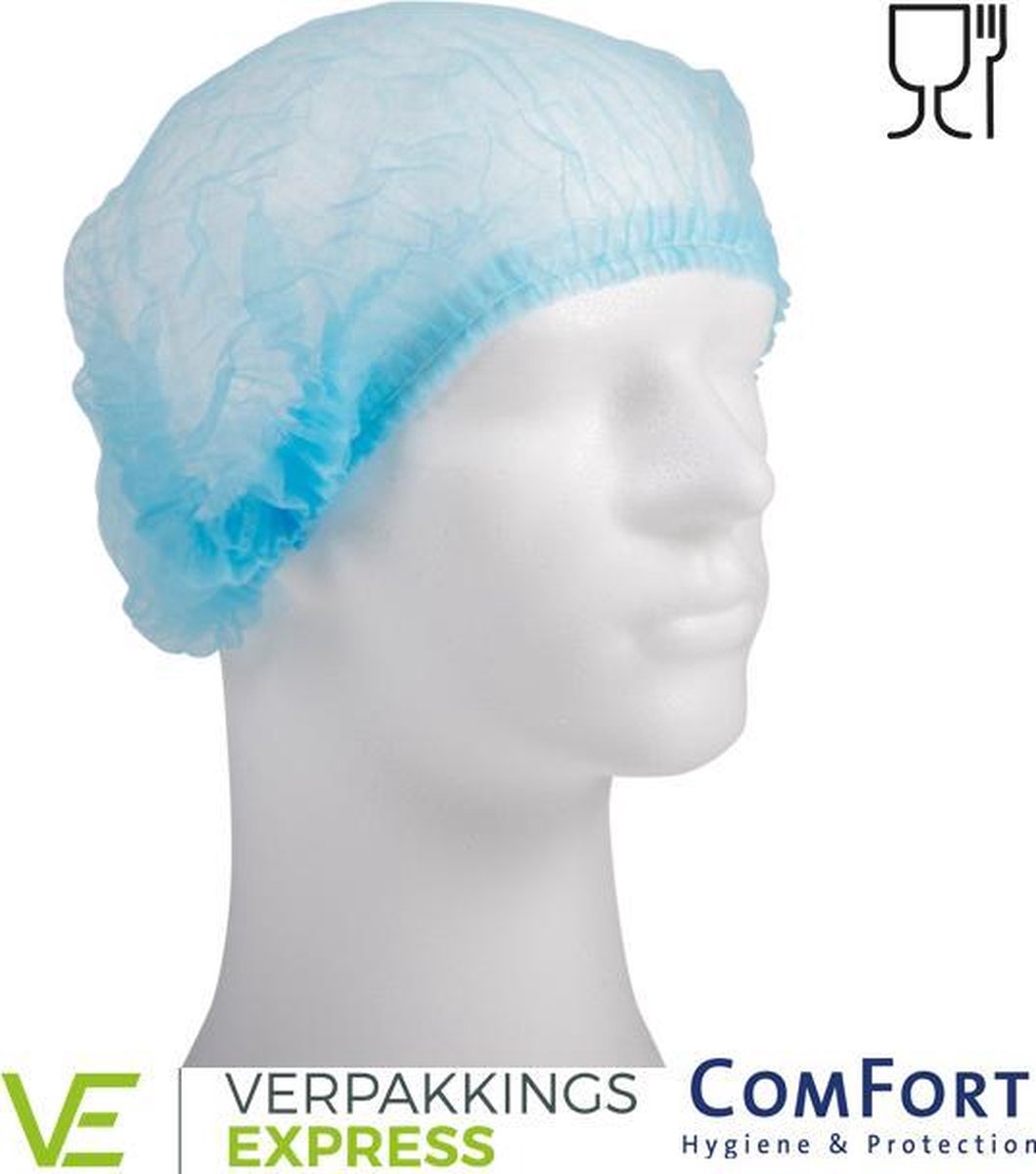 Haarnetje wokkel non-woven blauw 52 cm 100 stuks
