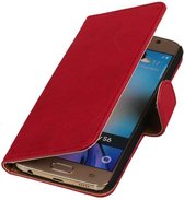 Samsung Galaxy A7 2015- Echt Leer Bookcase Roze - Lederen Leder Cover Case Wallet Hoesje