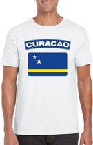 T-shirt met Curacaose vlag wit heren M