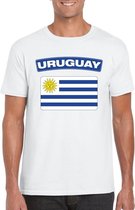 T-shirt met Uruguayaanse vlag wit heren 2XL