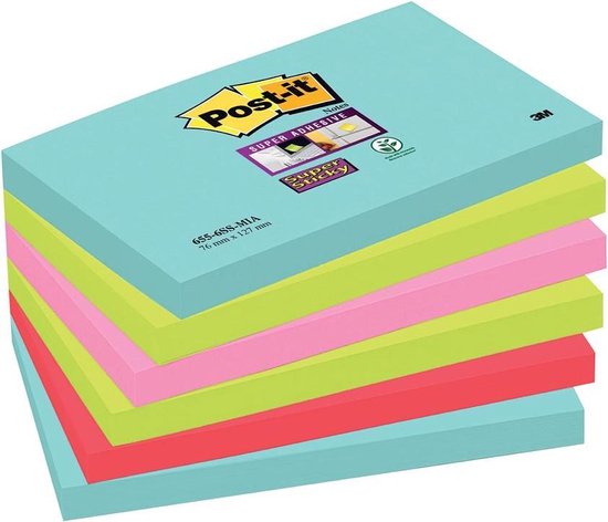Foto: 3m post it memoblok miami 76x127mm assorti pak 6 stuks