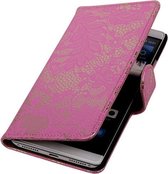 Roze Lace Booktype Huawei Mate S Wallet Cover Hoesje